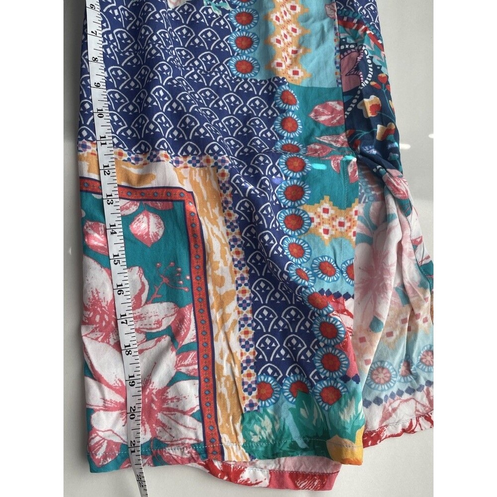 Tolani Collection Wide Leg Pull On Large Multicolor Capris Boho Festival Smocked - Picture 7 of 7